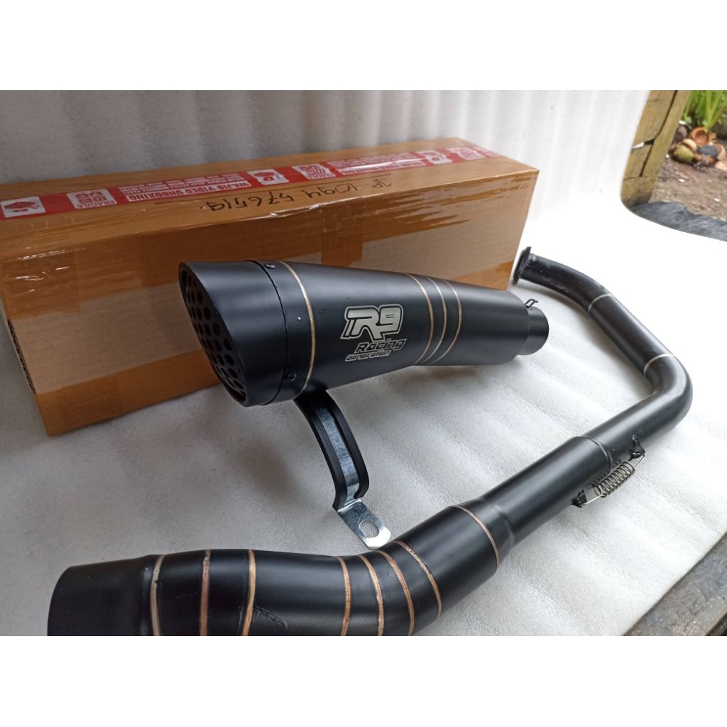 KNALPOT RACING R9 BLACK SUARA STANDAR UNTUK CBR VIXION SATRIA FU VERZA SONIC DLL