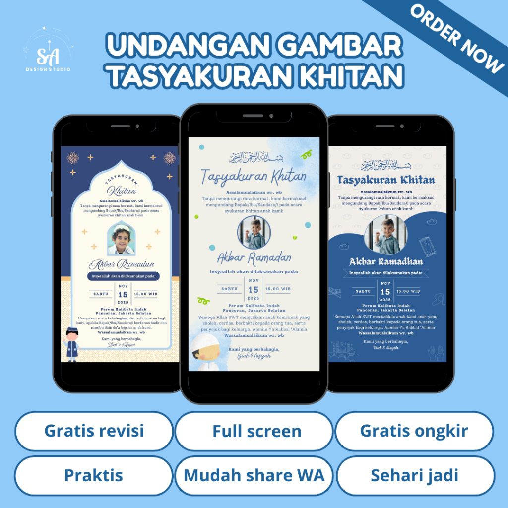 Undangan Khitan Digital (gambar) Premium | Undangan Khitan Custom, Praktis, Sehari Jadi, Siap Kirim 