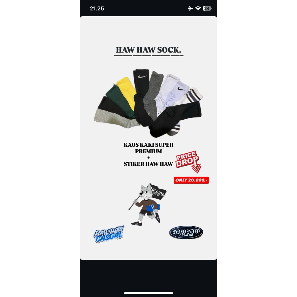 KAOS KAKI SUPER PREMIUM + STIKER HAW HAW