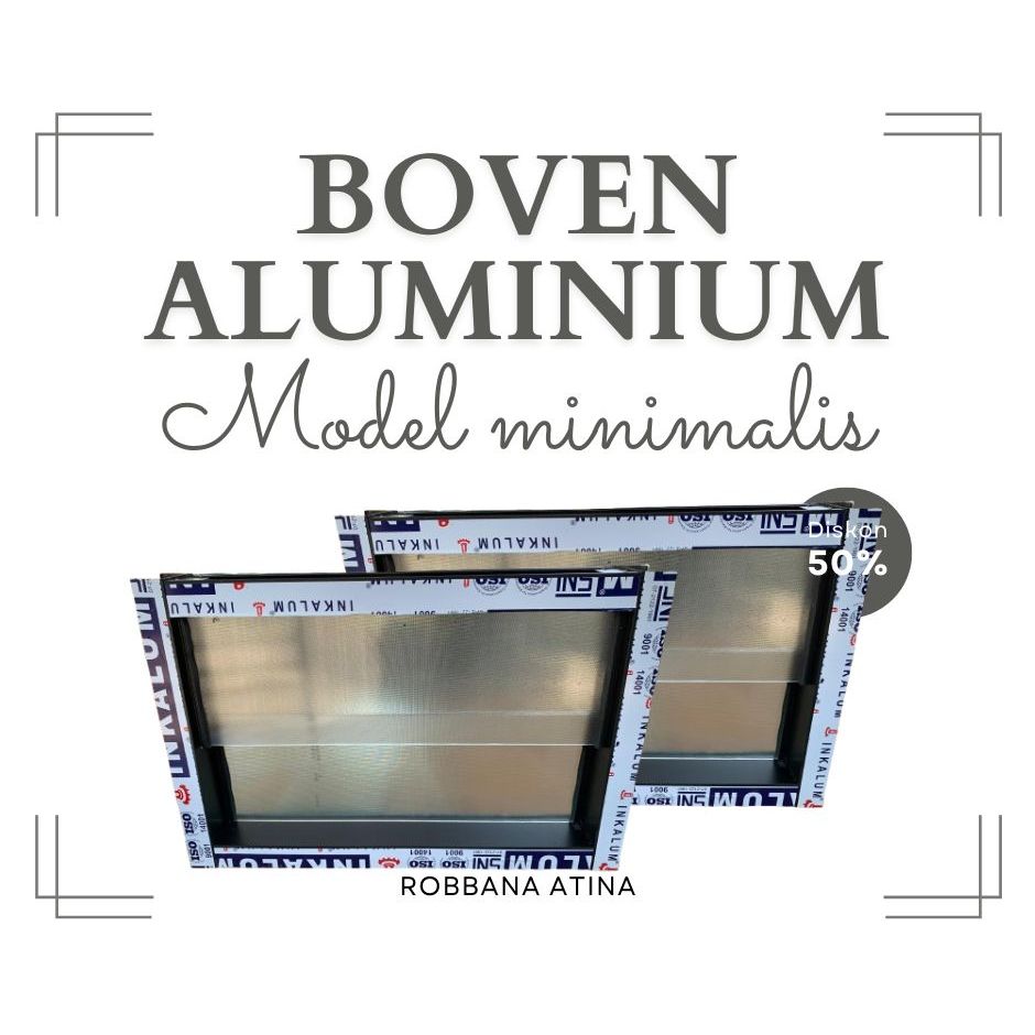 Jendela Boven Aluminium Kaca Bening Zigzag - 30x60 cm, Warna Hitam Zigzag