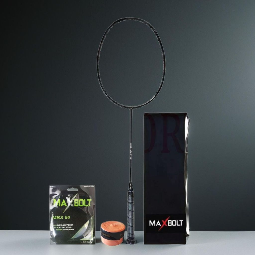 Raket Badminton Maxbolt Black Bonus Komplit Maxbolt Black