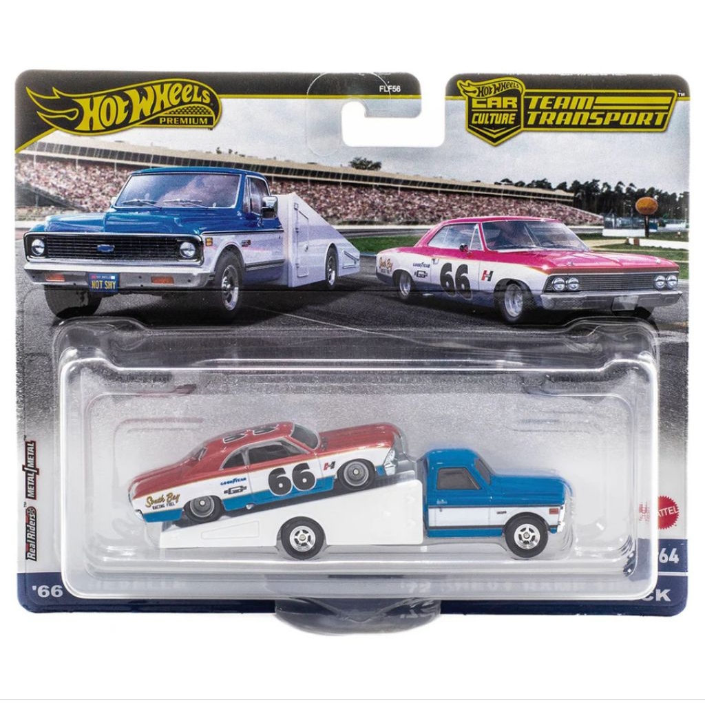 HOT WHEELS TEAM TRANSPORT PREMIUM '66 CHEVELLE AND '72 CHEVY RAMP TRUCK