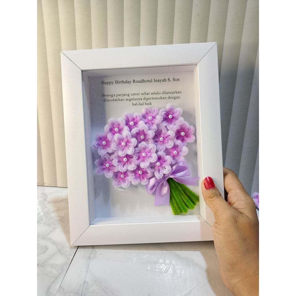 Bingkai bunga kawat bulu, bingkai 3d pipe cleaner flowers