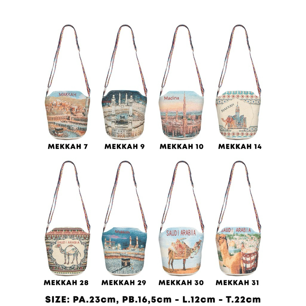 Tas slempang kanvas mekkah dan gajah - TKF.273