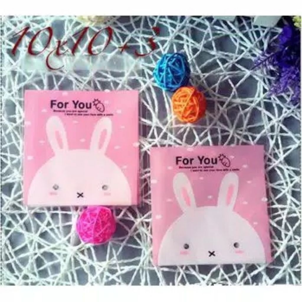 100pcs Plastik Perekat Motif Kelinci | Plastik OPP