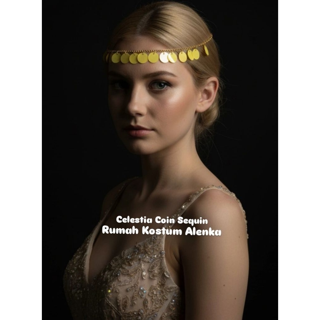 Celestia Coin Sequin Headpiece Crown Ratu Headband Hiasan Kepala