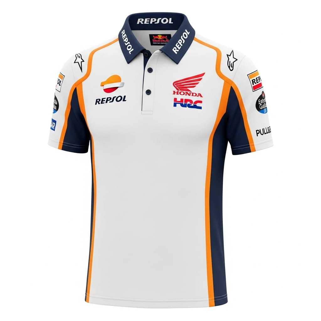 Polo Repsol White Premium Indonesia Shirt Dry-Fit Gramasi 190