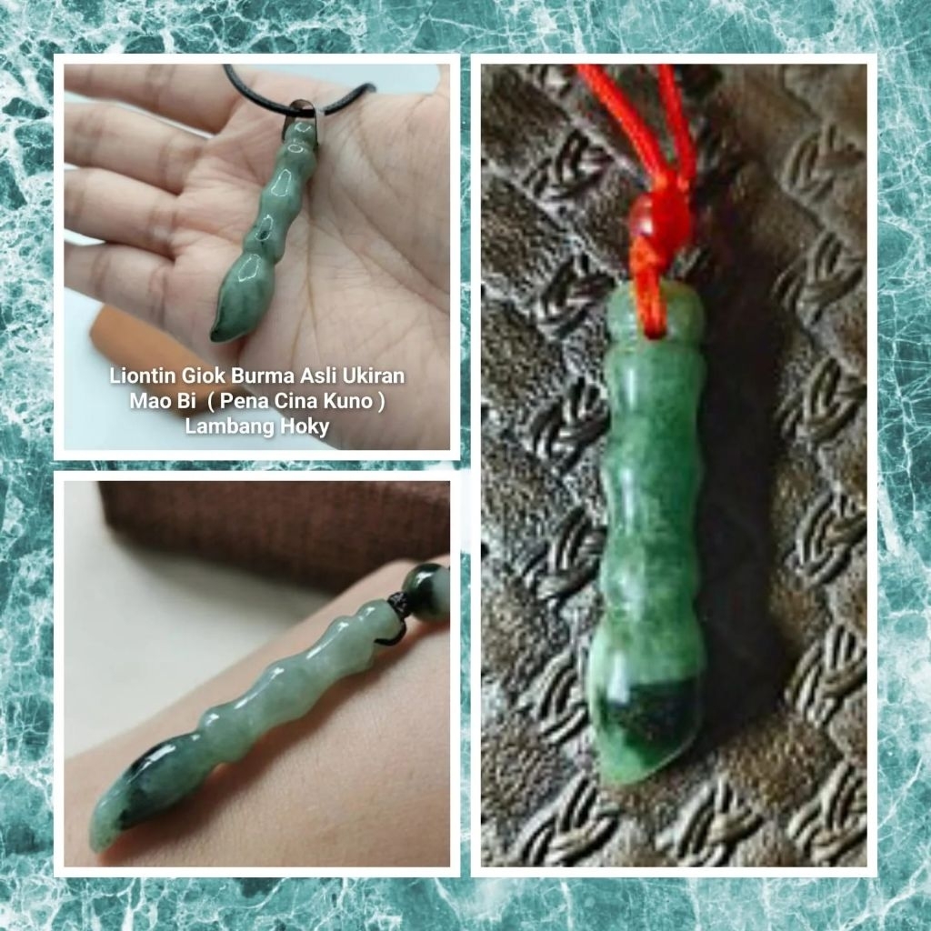 Liontin Giok Asli Ukir Mao Bi