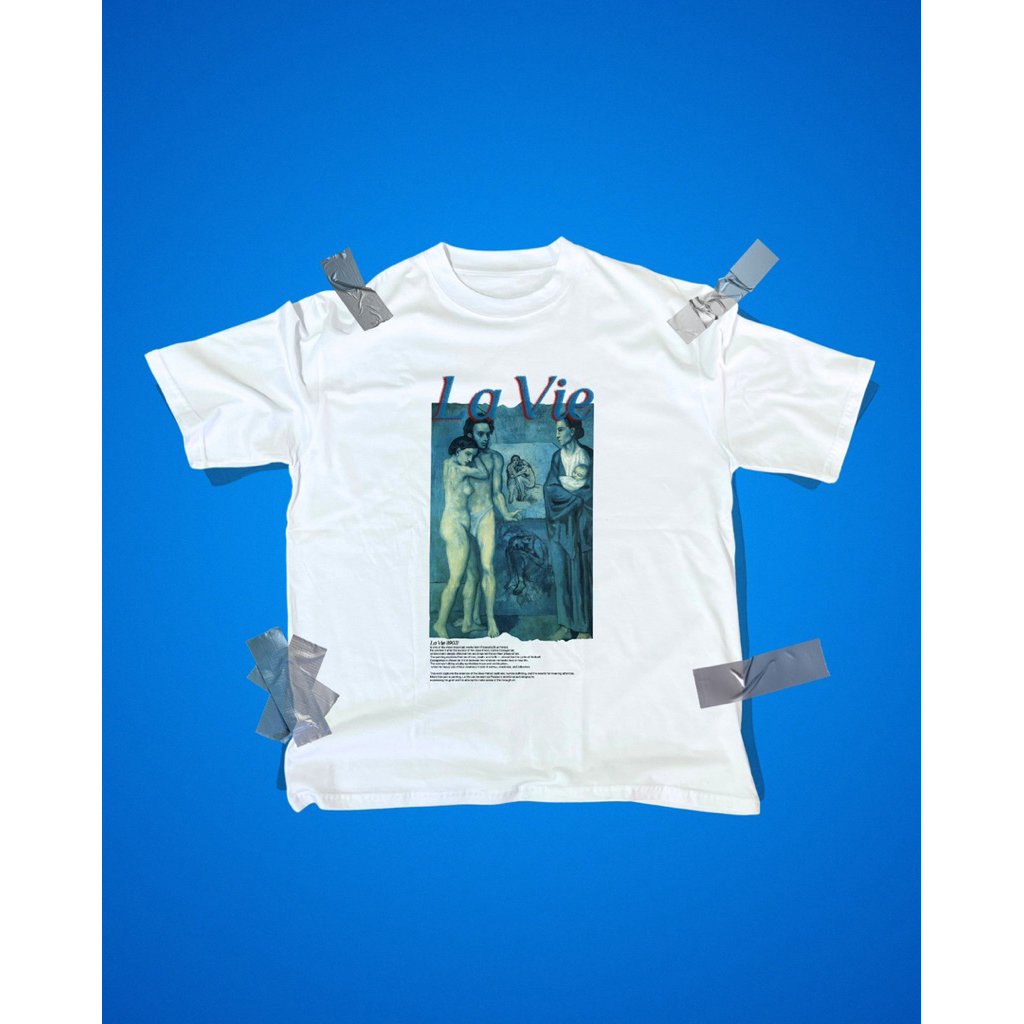 MODE IST KUNST LA VIE BY PABLO PICASSO REGULAR FIT TEE BAJU KAOS ART PRIA WANITA COTTON COMBED 24s