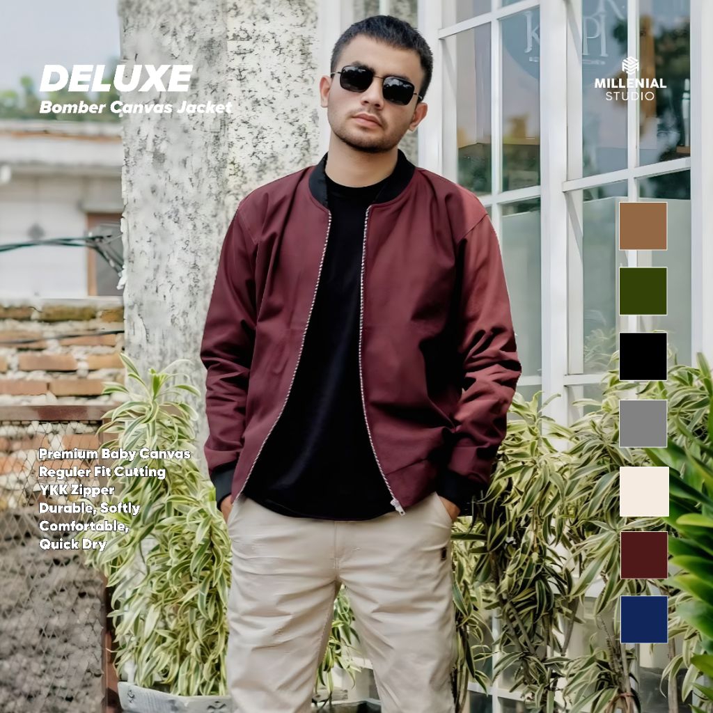 Millenial X BAPIN Bomber Jacket Baby Canvas Pria | Resleting YKK Jaket Bomber Jumbo Premium Casual