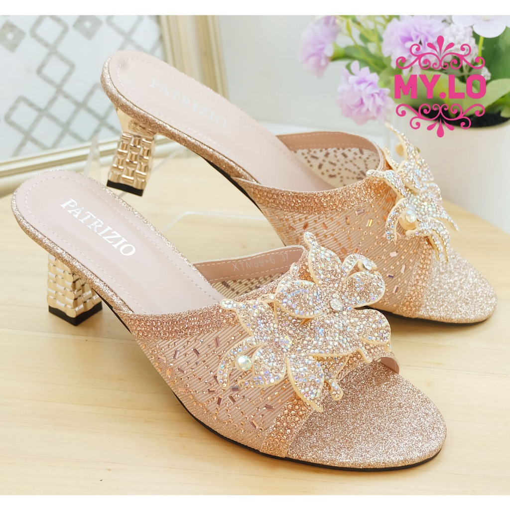 SEPATU PESTA WANITA HEEL SELOP KEBAYA IMPORT