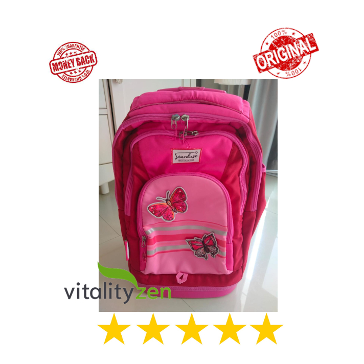 Preloved Stardust 2-in-1 Backpack Trolley Pink Butterfly | School Bag
