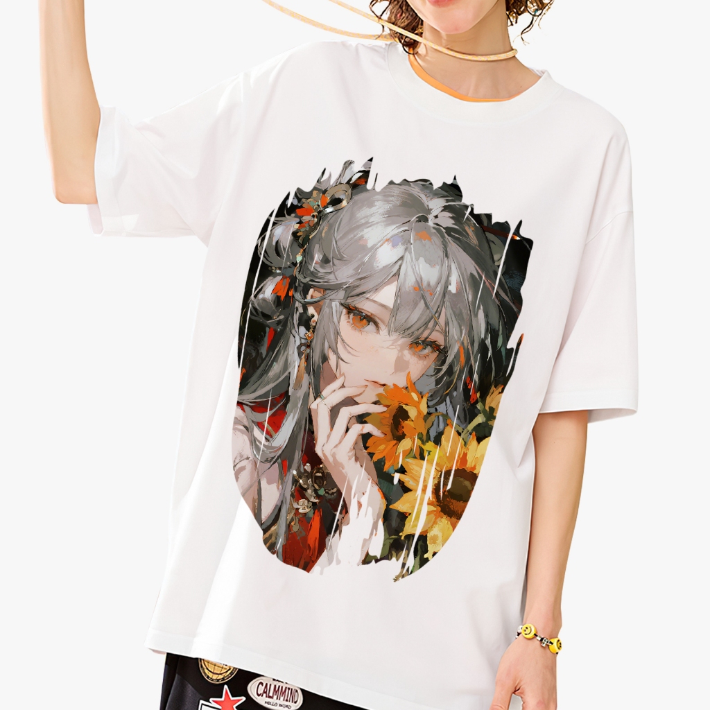 Purong Koton Malambot Hinga, Oversized T-shirt Pambahay Labas, Mabilis kipas angin portable Sumipsip