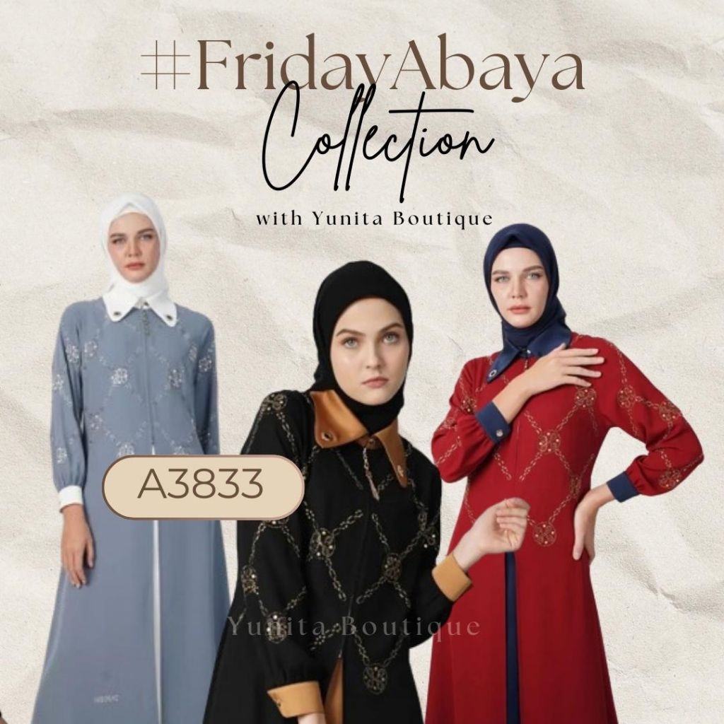 Abaya Hikmat A3833 Original Gamis Terbaru Elegan Mewah Baju Muslimah Wanita Set Hijab By Abayahikmat