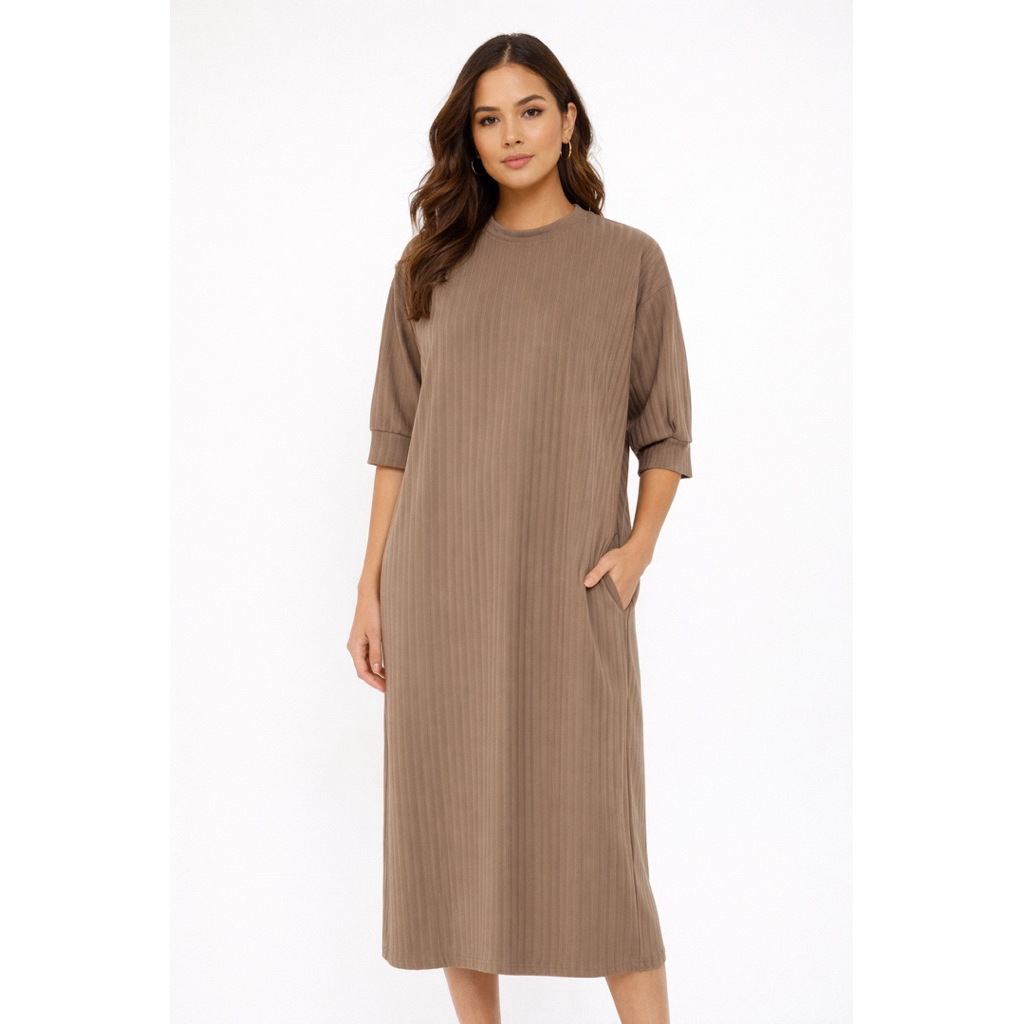 tunik knit samping kanan kiri belahan free tali lepas pasang