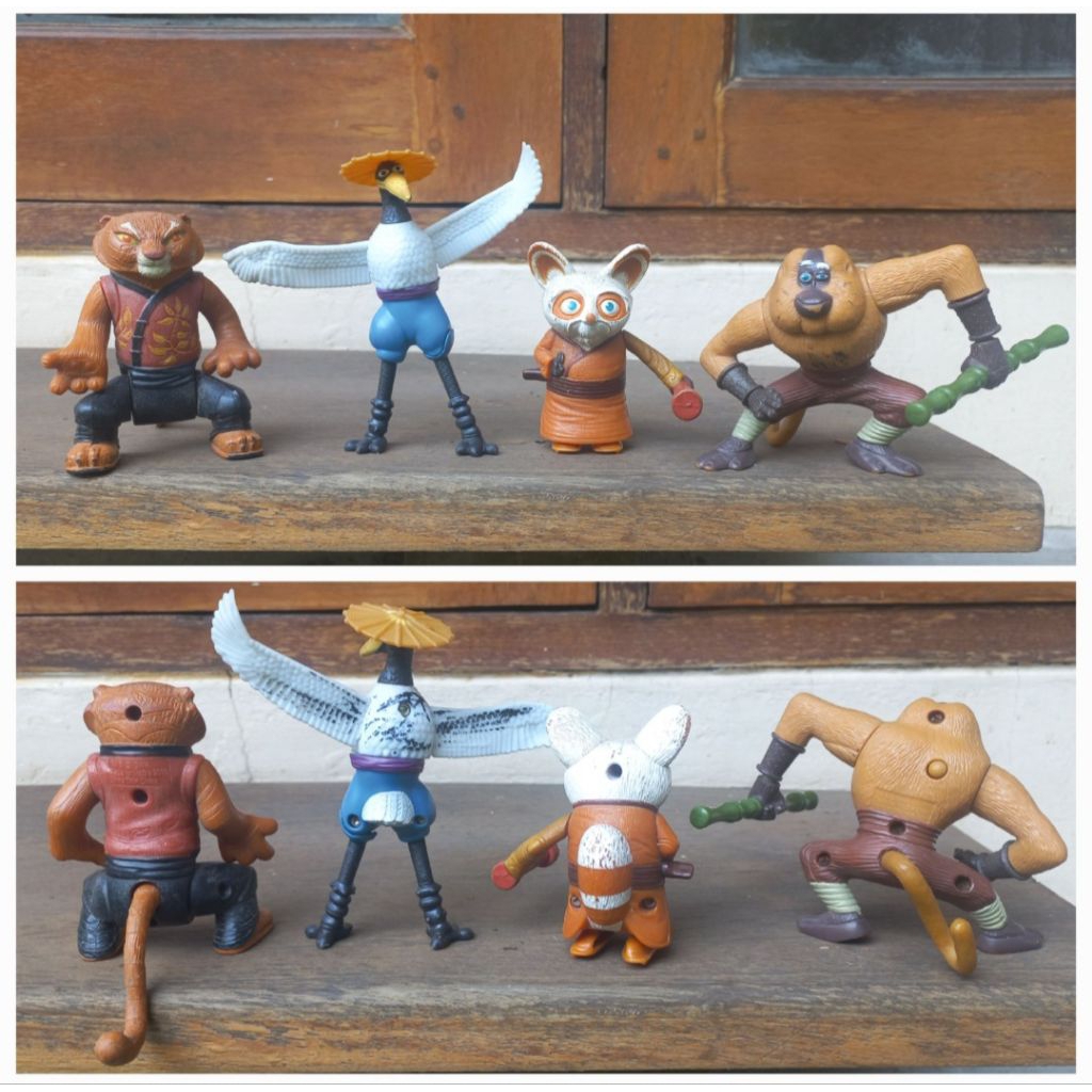 Mainan Figure Kungfu Panda set dapat 4pc Tiger Tigress, Master Cane, Master Shifu, dan Monyet Monkey