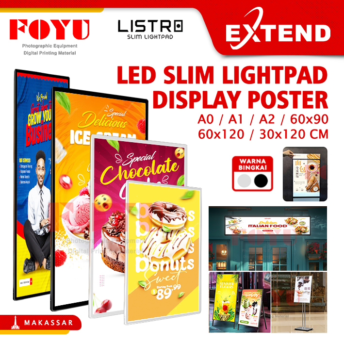 Listro LED Menu Slim Light Pad A2 A1 A0 60x90 30x120 60x120 cm Neon Box Display Sign Board Cafe Wall