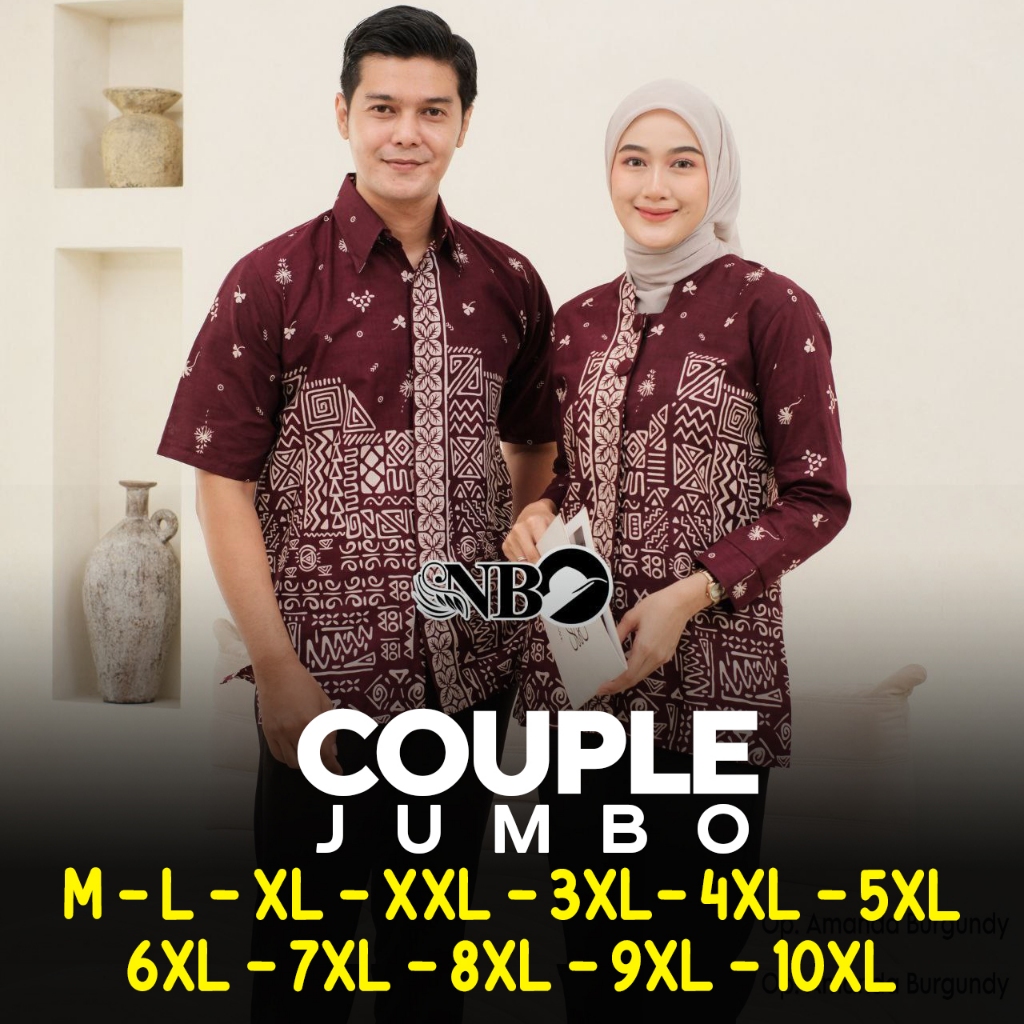 Couple Jumbo - Blus Jumbo - Couple Batik Jumbo Premium - Blus Wanita Jumbo - Kemeja Batik Couple Blu