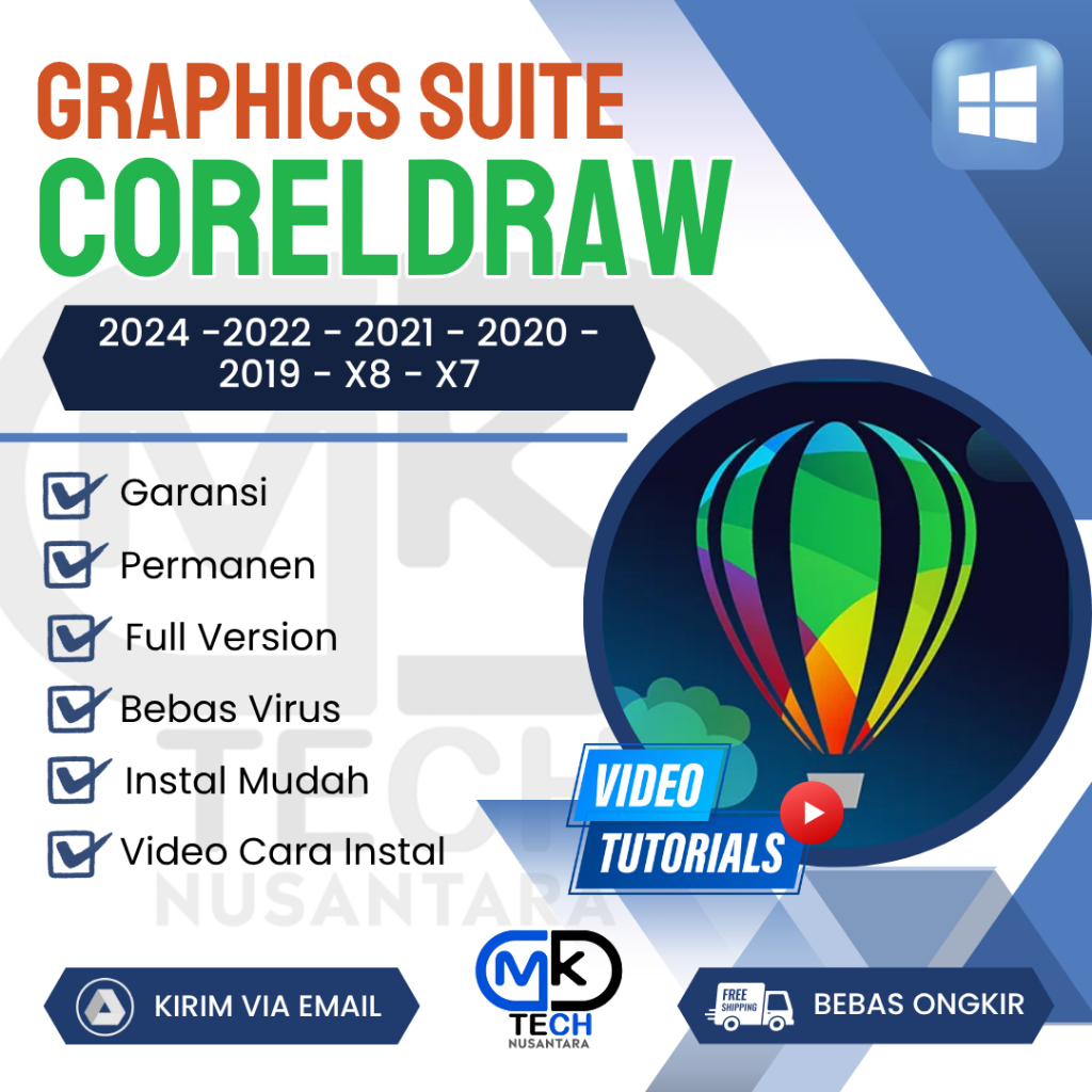 CorelDRAW 2026 - X7 Full Version Permanen Windows | Tersedia Versi 2026 / 2025 / 2024 / 2023 / 2022 