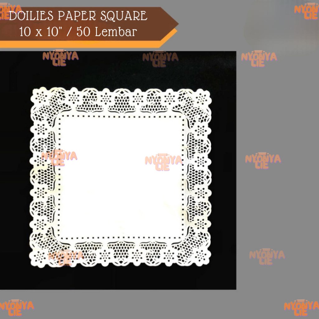 DPR07 10x10 Inchi 25x25 Cm 8x8 Inchi 20x20 cm Doilies Paper Persegi Kertas Renda Tatakan Alas  Putih