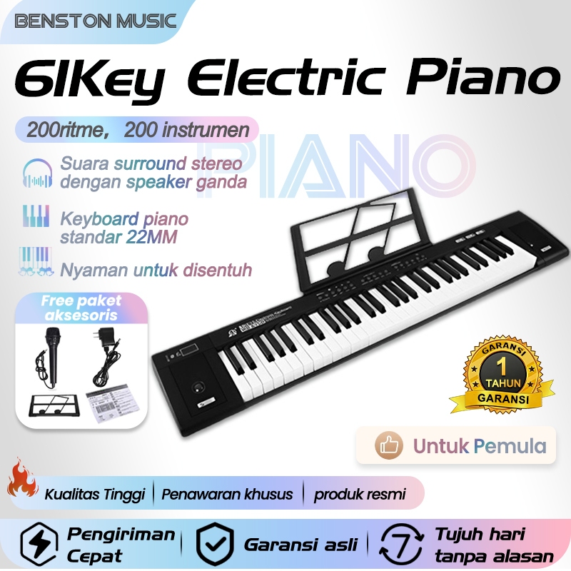 NEW Benston Music - Piano Elektronik Multifungsi, Piano 61-Key, Piano Elektronik Profesional