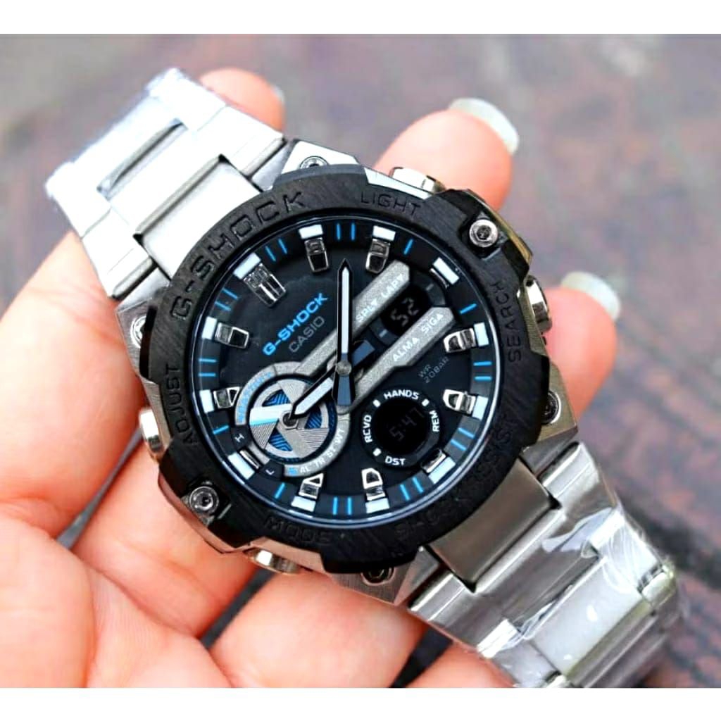 Casio G-SHOCK G-STEEL Analog Digital Stainless Steel – Dial Ungu Sporty Premium