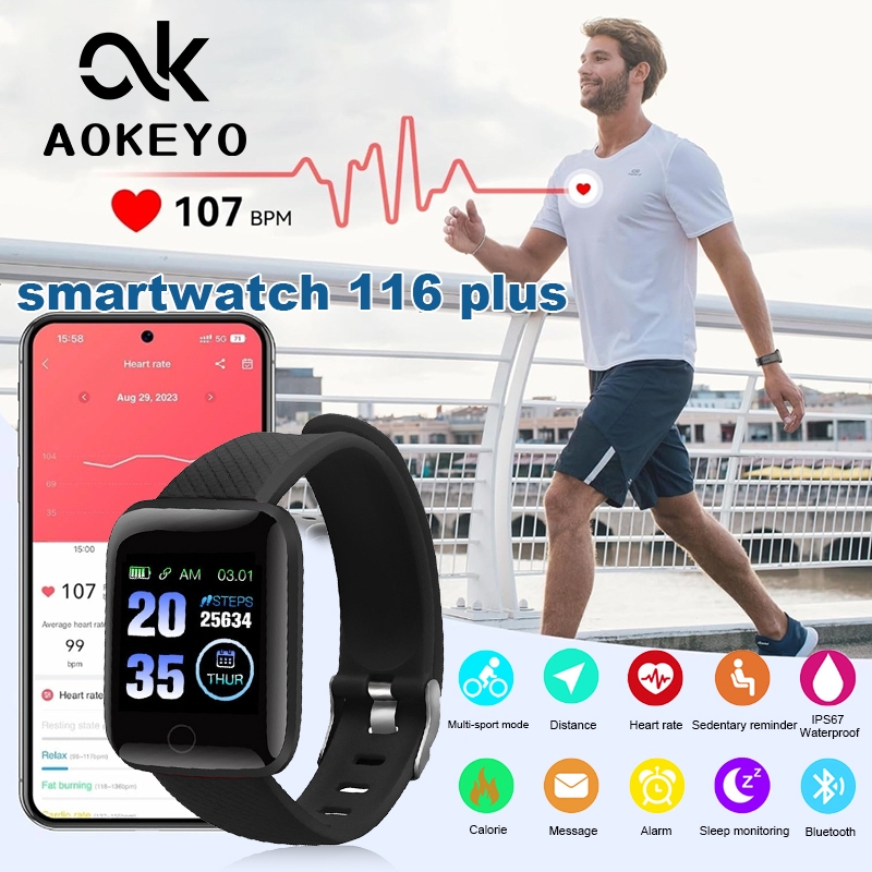 Aokeyo 116 Plus Smartwatch Bluetooth Smartband Fitness Tracker Colour Display HeartRate Waterproof J