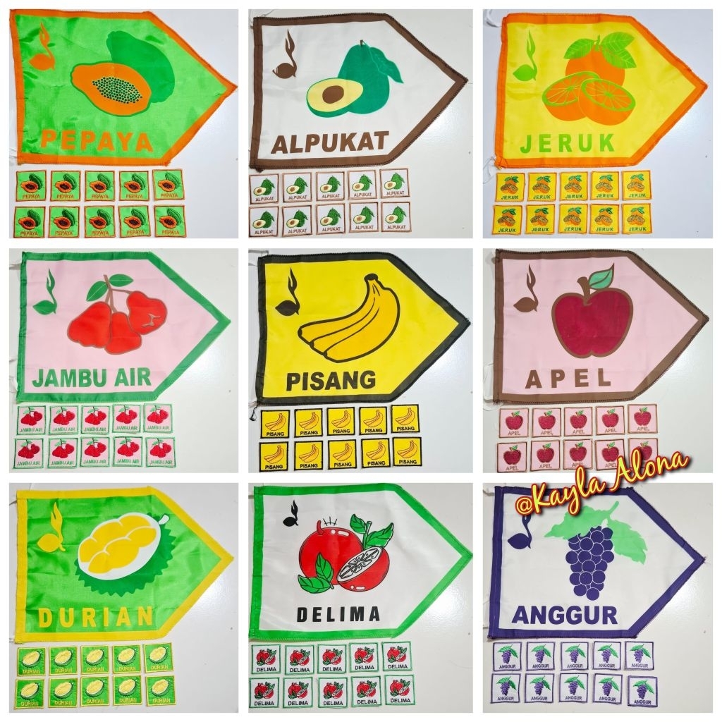 ( 1 Peket = 1 Bendera Regu + 10 Bet Regu ) Regu Pramuka Warna Nama Buah Buahan