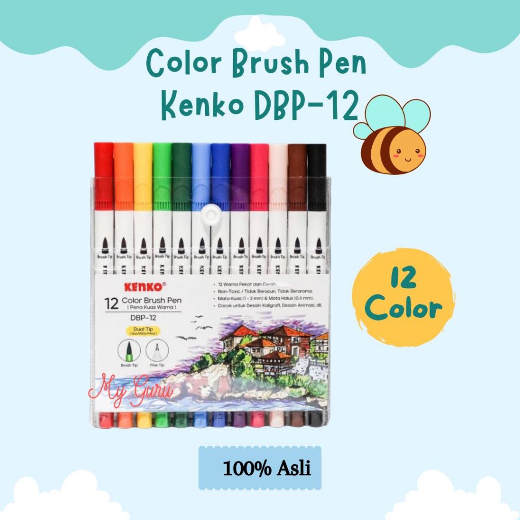 [SET] COLOR BRUSH PEN / PENA KUAS WARNA KENKO DBP-12 / 12 WARNA