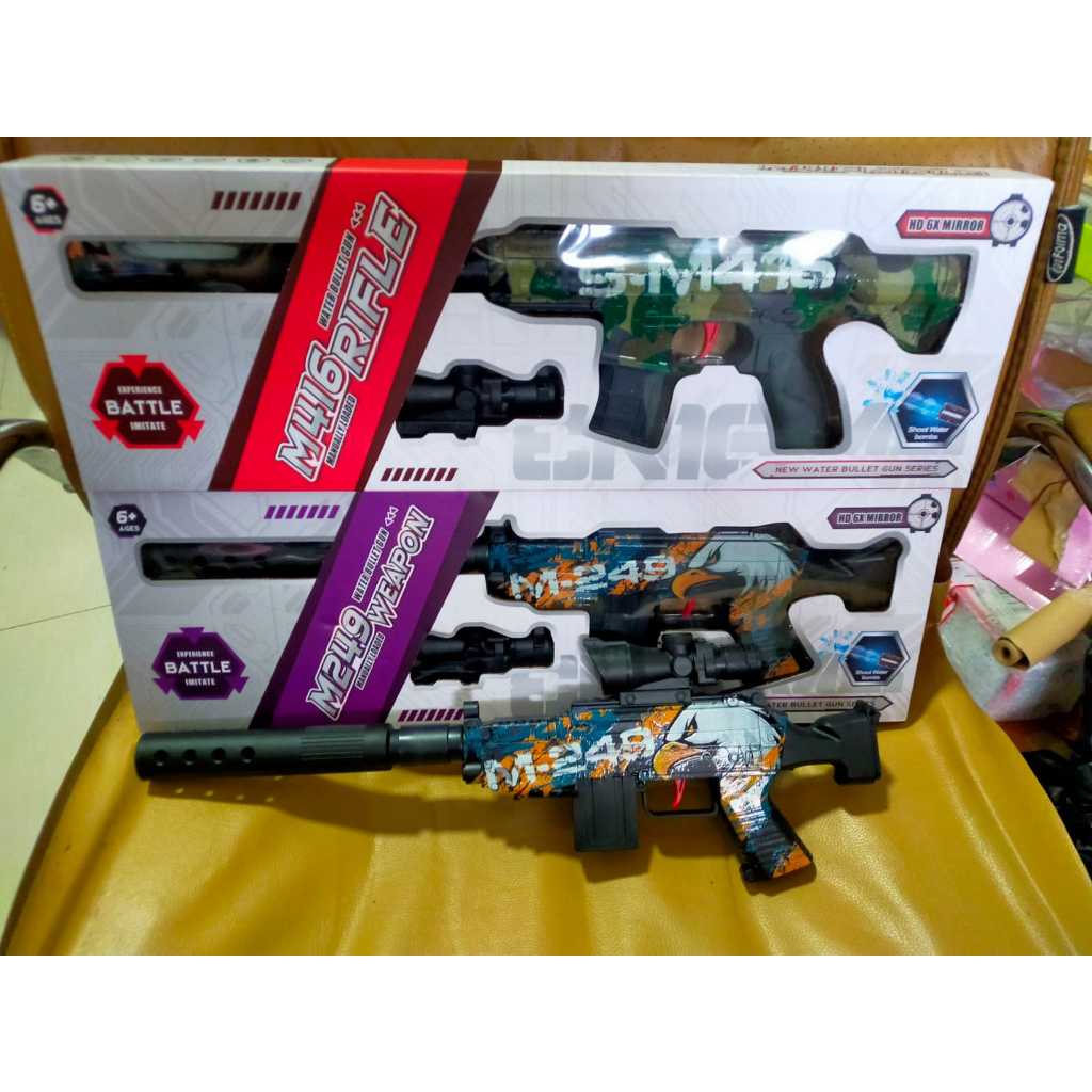 jelly blaster M249 WEAPON WATER BULLET GUN toy air mainan pistol water gel blaster gun grafiti gun t