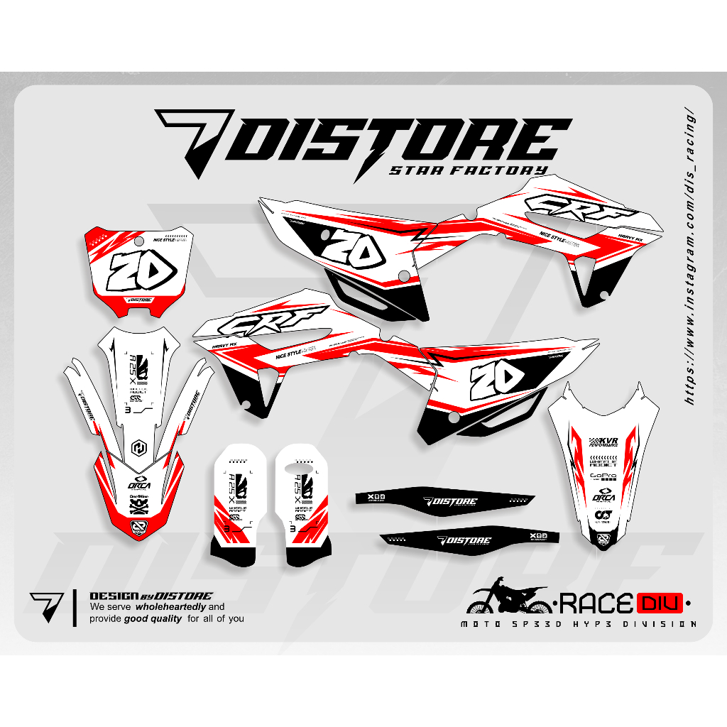 DECAL CRF 450 PUTIH MERAH HITAM CUSTOM