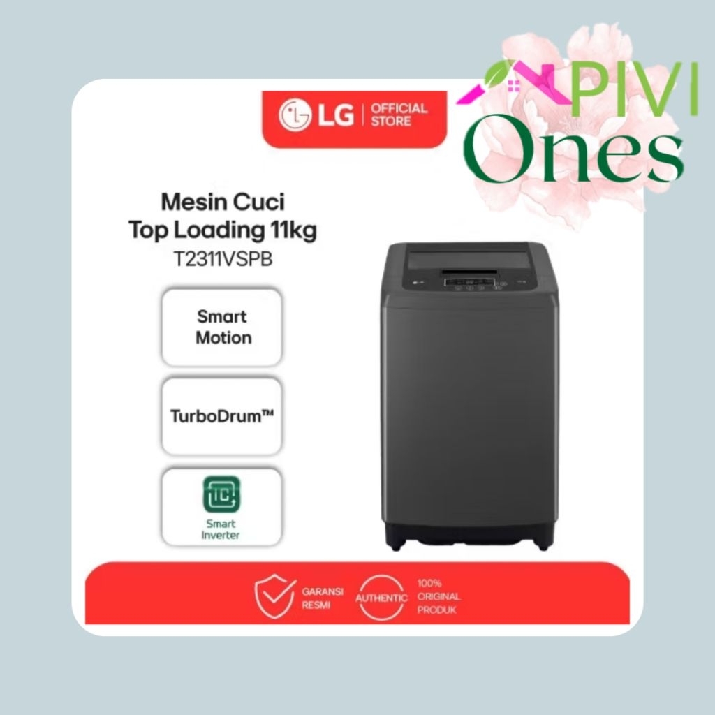 Mesin Cuci LG T2311VSPB Top Loading 11 Kg TurboDrum Smart Inverter Series Garansi Resmi