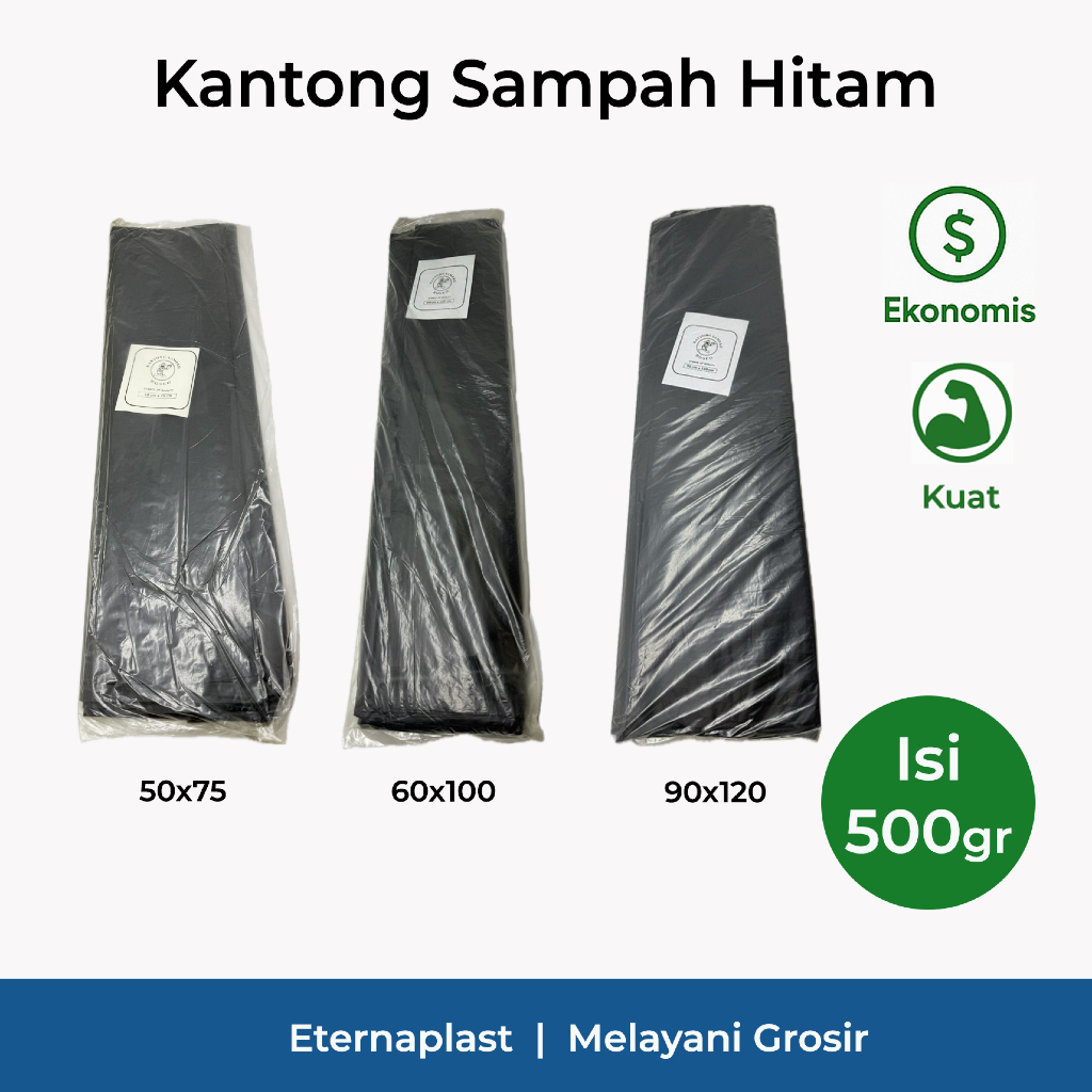 (BAL) Kantong Sampah Hitam | Tebal Anti Robek | HD Sampah | GROSIR