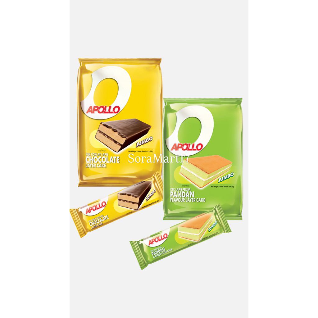 Apollo Layer Cake Coklat - Pandan 200gr Bolu Lapis Coklat Pandan