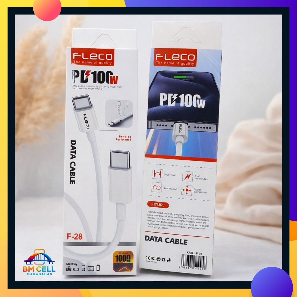 Kabel Data FLECO Type C to Type C Fast Charging PD 100W Kabel Charger USB C
