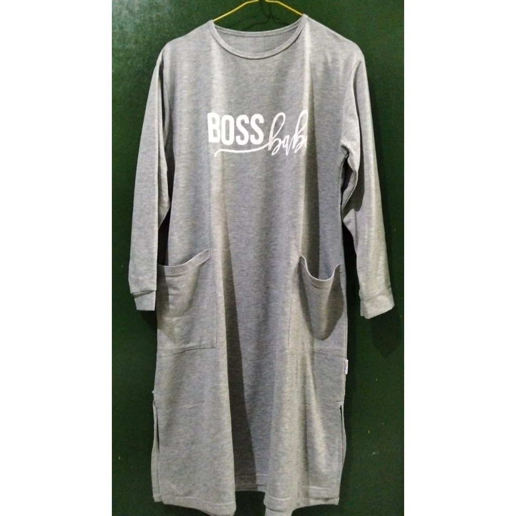 Kaos Model Tunik Grey Wanita