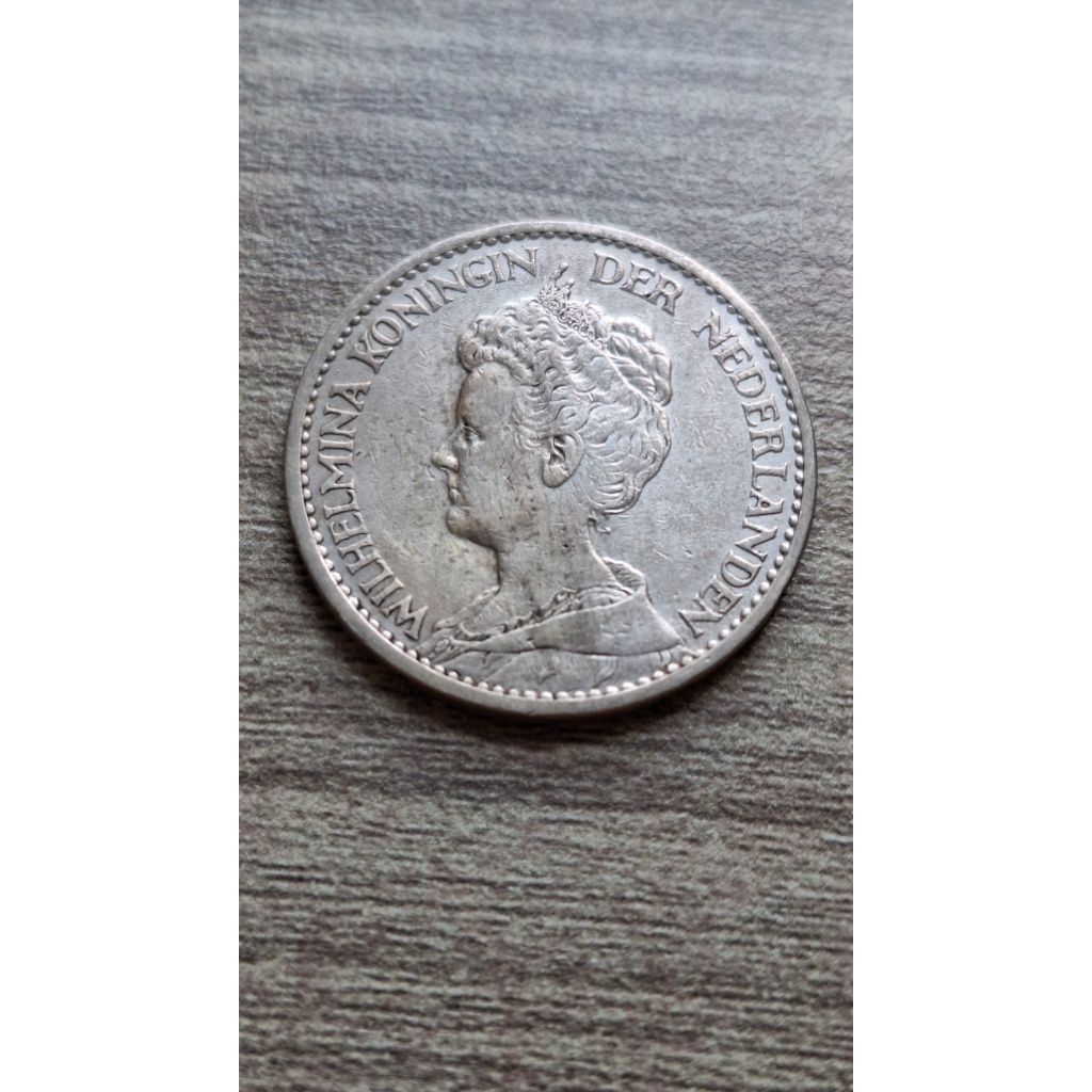 Koin Perak 1 Gulden Wilhelmina tahun 1911 (Langka)