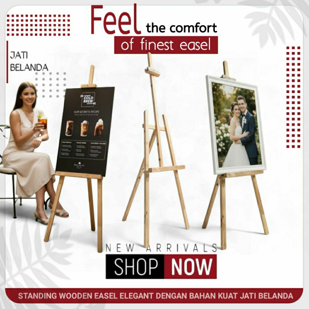 PREMIUM standing Foto 150cm permanen/stand dekorasi/ stand foto wedding Jati Belanda