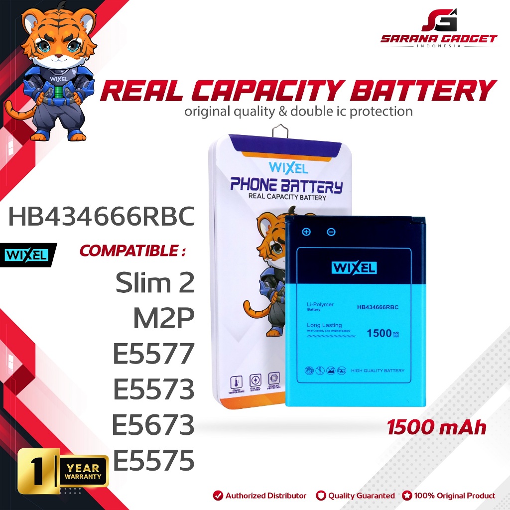 WIXEL ORIGINAL Baterai Modem Bolt Slim 2 Andromax M2P E5577 E5573 E5673 E5575 HB434666RBC Battery Ba