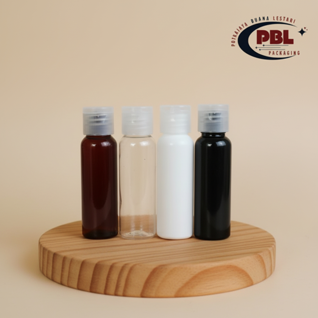 Botol Fliptop 30ml Tebal / Botol Plastik PET 30ml Tutup Fliptop Natural