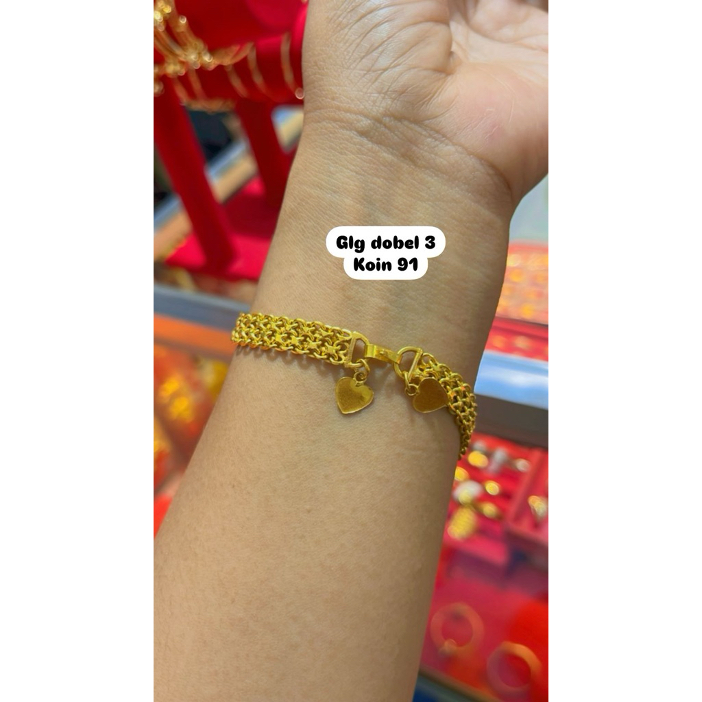 GELANG DOBLE 3 SETARA 15gram ,REPLIKA EMAS 24karat berbahan koin91