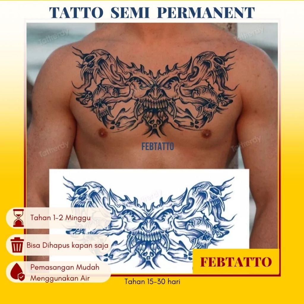 FRUIT INK Temporary Tattoo Full Chest Semi Permanent Motif Aesthetic Tattoo Temporary Tattoo Sticker