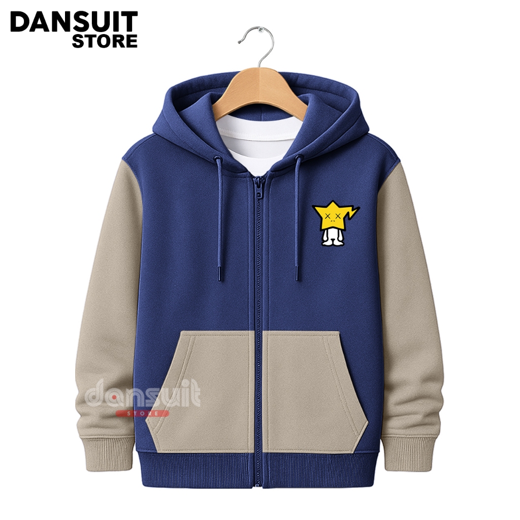 Jaket Hoodie Zipper Anak Laki-laki/Perempuan 4-14 Tahun Kombinasi Warna Sablon BAPEX Bahan Tebal Pre