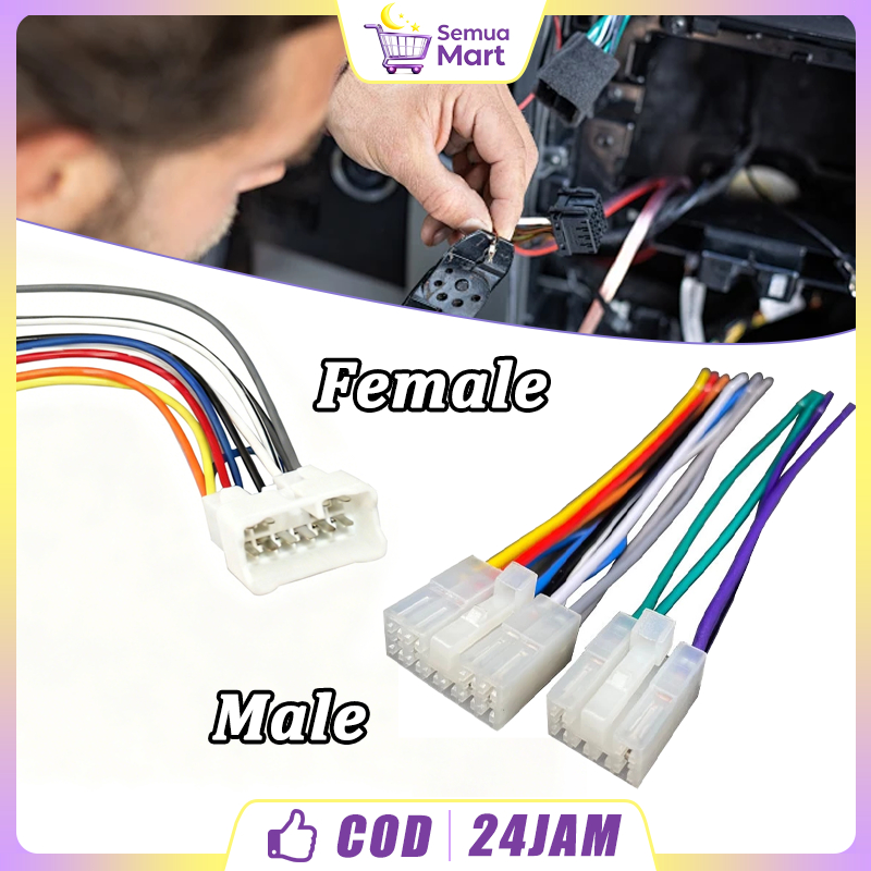 Connector Soket Audio Head Unit Mobil 150mm Male Female Toyota Innova Daihatsu Xenia