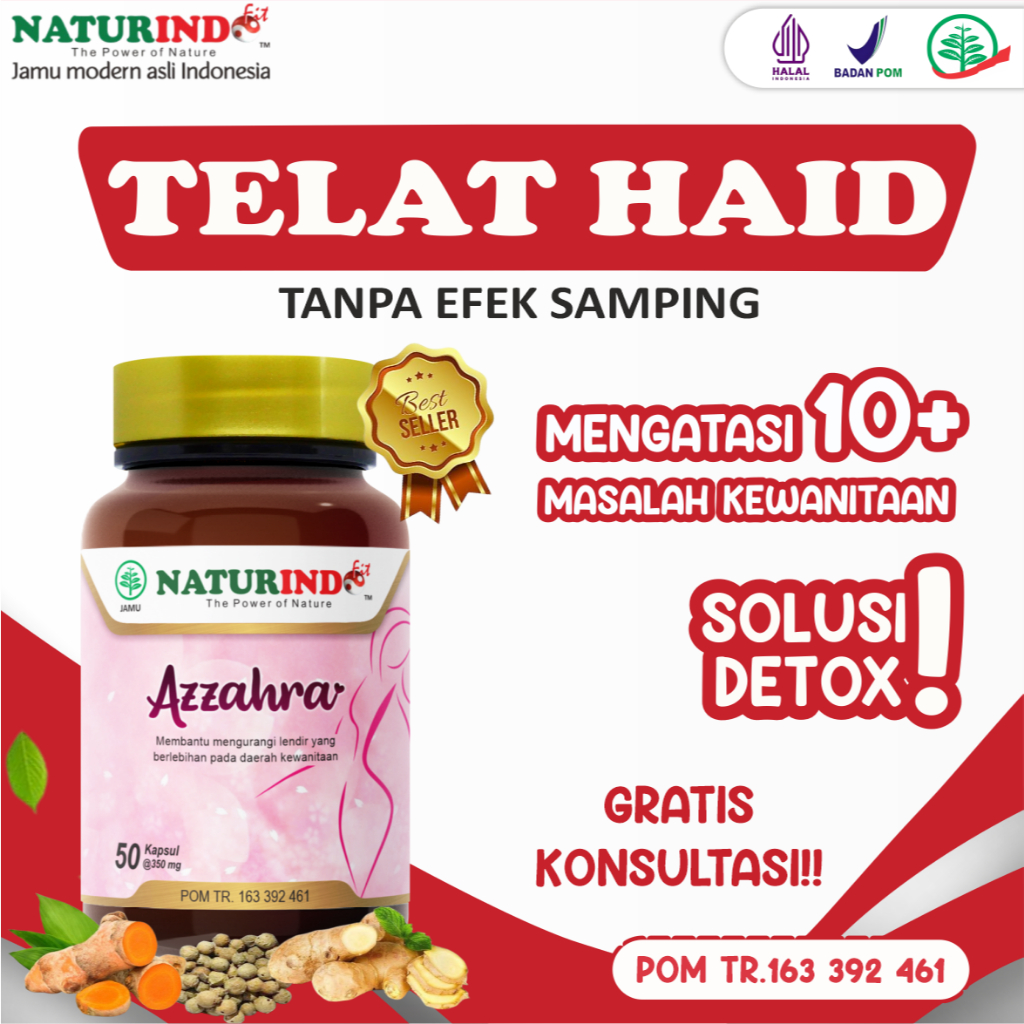 AZZAHRA Jamu Lancar Menstruasi Aman BPOM Alami Isi 50 Kapsul Telat Haid PCOS Gangguan Hormon Karena 