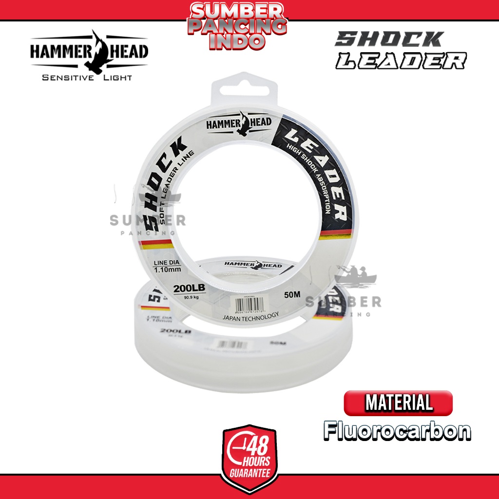 HAMMER HEAD Senar Pancing SHOCK LEADER 50M Clear Invisible Underwater Tali Pancing Leader Japan Mate