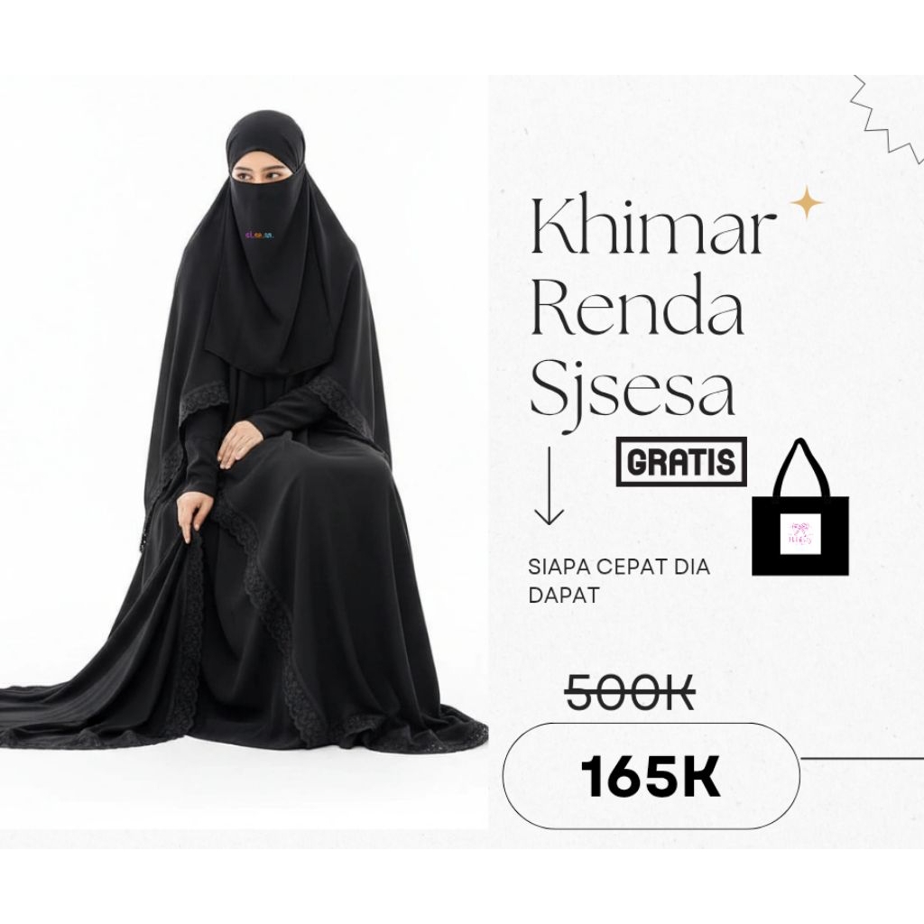 Khimar Renda Full Swarovski Preciousa sjsesa ala sisesa clothing