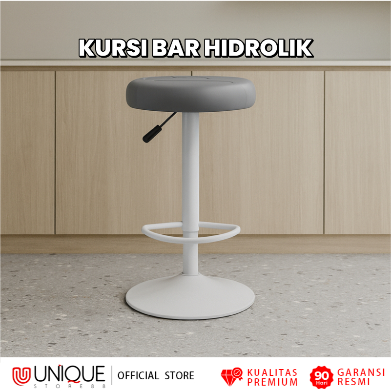 Kursi Bar Hidrolik Tinggi Model Bulat Tanpa Sandaran Bar Stool Minimalis Kursi Minibar Rangka Besi K
