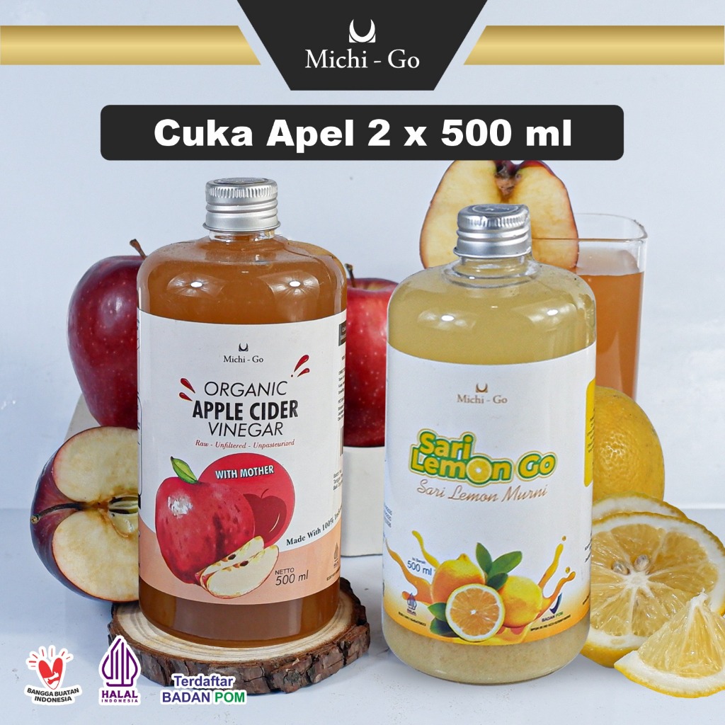 Paket Diet Sehat - Sari Lemon California 500 ml Cuka Apel 500 ml Apple Cider Vinegar With The Mother