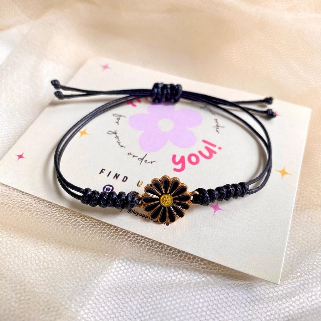 Gelang Serut Bunga Matahari Tali Giok Serut Aesthetic Korean Style Gelang Serut Model Bunga